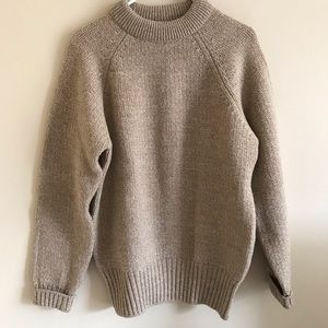 PENDLETON 1960s Vintage Shetland Virgin Wool US Made Tan Heavy Crewneck Sweater